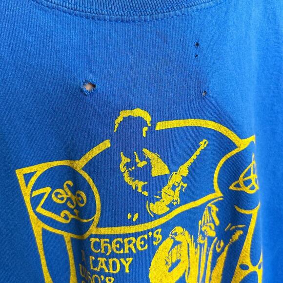 Led Zeppelin 00s Stairway to Heaven Distressed Small Boxy Shirt - Picture 4 of 5